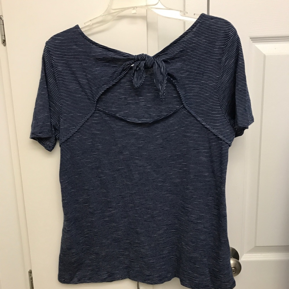 Striped tie open back tee